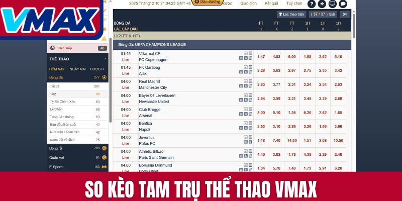 So kèo tam trụ thể thao VMAX